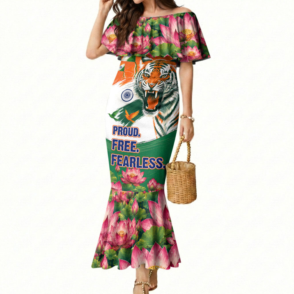 India Proud Free Fearless Mermaid Dress Bengal Tiger Military Soldier Jets Art