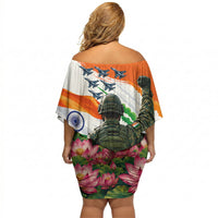 India Proud Free Fearless Off Shoulder Short Dress Bengal Tiger Military Soldier Jets Art