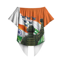 India Proud Free Fearless Off Shoulder Wrap Waist Top Bengal Tiger Military Soldier Jets Art