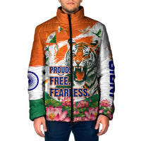 India Proud Free Fearless Padded Jacket Bengal Tiger Military Soldier Jets Art