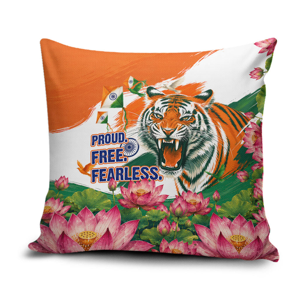 India Proud Free Fearless Pillow Cover Bengal Tiger Military Soldier Jets Art