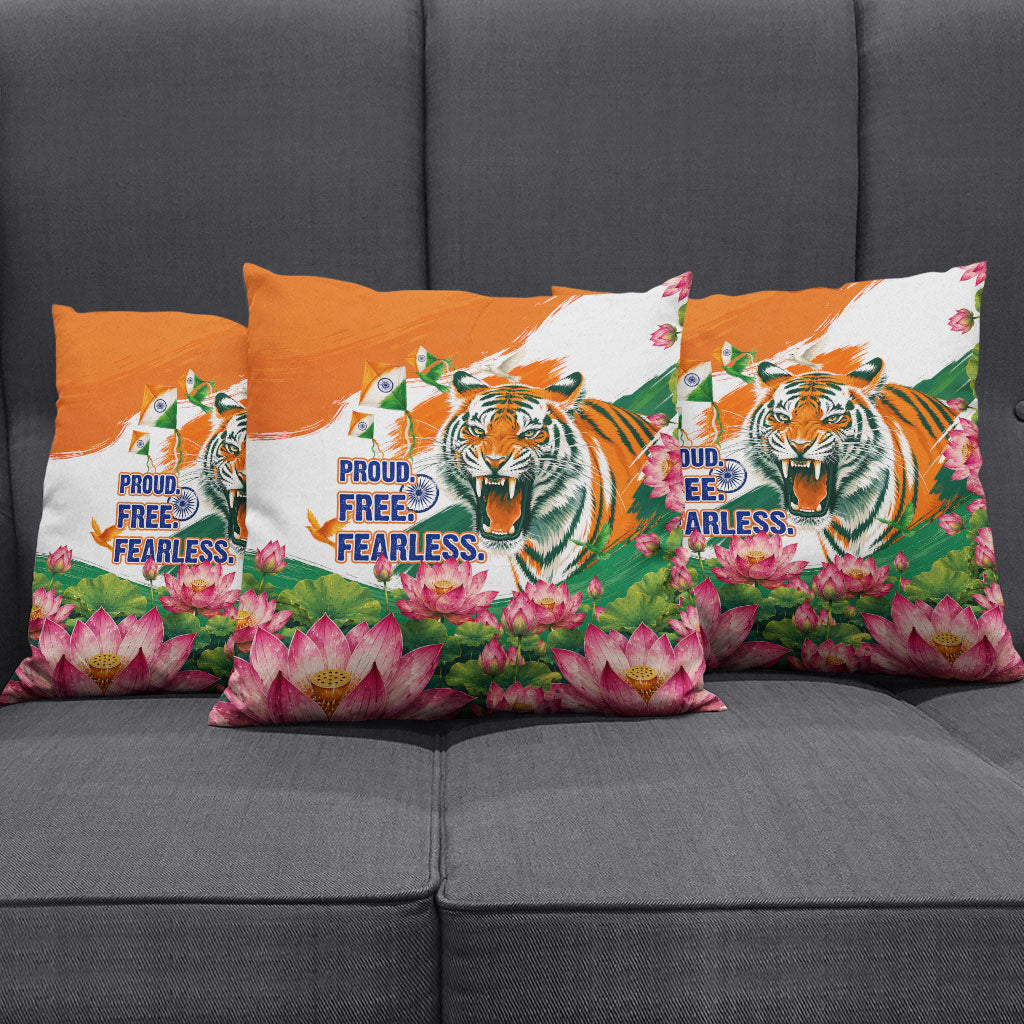 India Proud Free Fearless Pillow Cover Bengal Tiger Military Soldier Jets Art