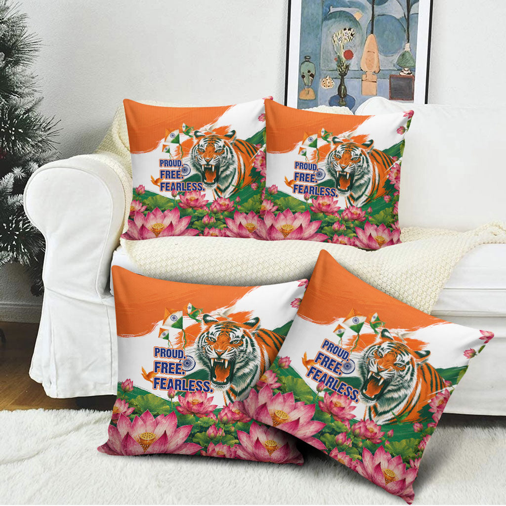India Proud Free Fearless Pillow Cover Bengal Tiger Military Soldier Jets Art