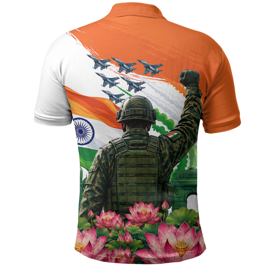 India Proud Free Fearless Polo Shirt Bengal Tiger Military Soldier Jets Art