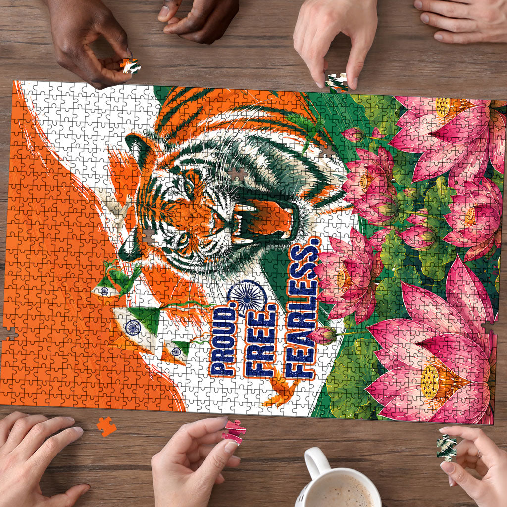 India Proud Free Fearless Puzzle Bengal Tiger Military Soldier Jets Art
