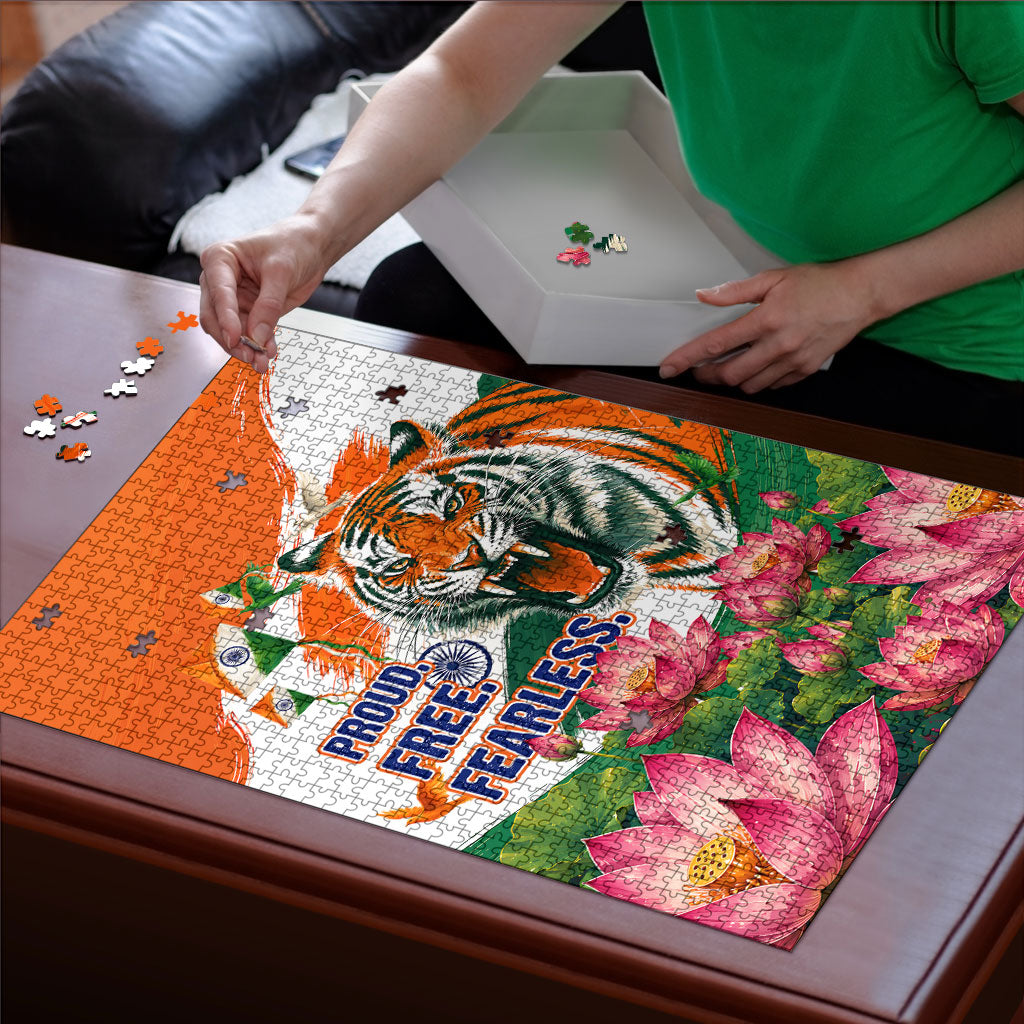 India Proud Free Fearless Puzzle Bengal Tiger Military Soldier Jets Art