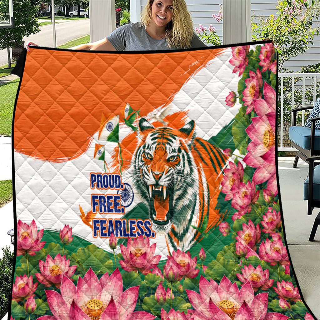 India Proud Free Fearless Quilt Bengal Tiger Military Soldier Jets Art