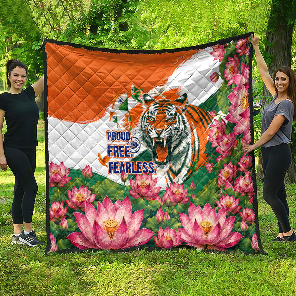 India Proud Free Fearless Quilt Bengal Tiger Military Soldier Jets Art