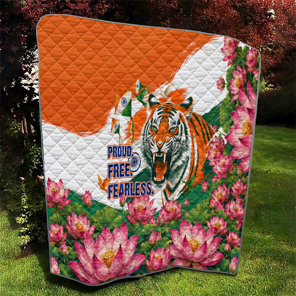 India Proud Free Fearless Quilt Bengal Tiger Military Soldier Jets Art