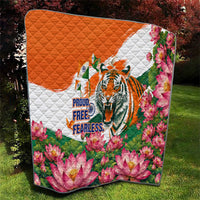 India Proud Free Fearless Quilt Bengal Tiger Military Soldier Jets Art