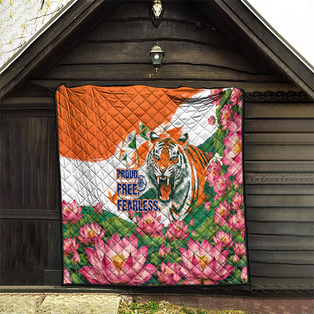India Proud Free Fearless Quilt Bengal Tiger Military Soldier Jets Art
