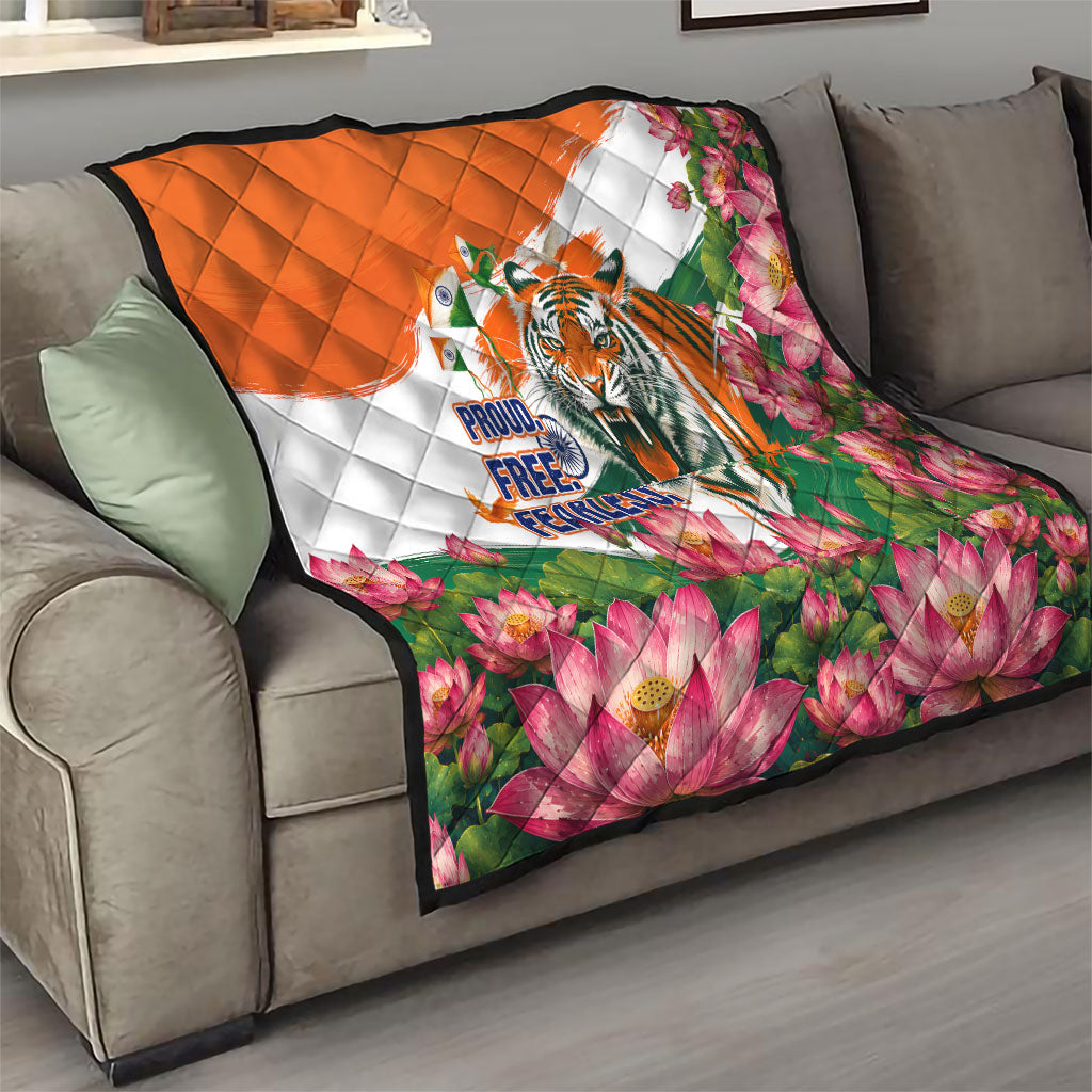 India Proud Free Fearless Quilt Bengal Tiger Military Soldier Jets Art