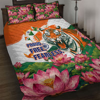 India Proud Free Fearless Quilt Bed Set Bengal Tiger Military Soldier Jets Art