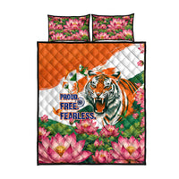 India Proud Free Fearless Quilt Bed Set Bengal Tiger Military Soldier Jets Art