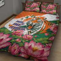 India Proud Free Fearless Quilt Bed Set Bengal Tiger Military Soldier Jets Art