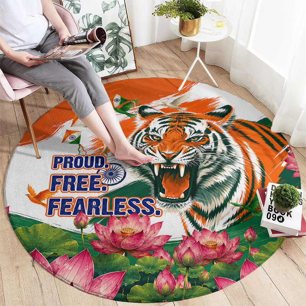 India Proud Free Fearless Round Carpet Bengal Tiger Military Soldier Jets Art