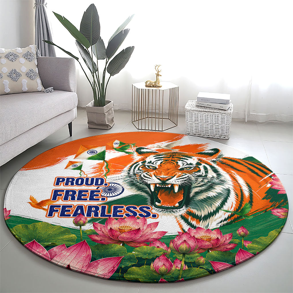India Proud Free Fearless Round Carpet Bengal Tiger Military Soldier Jets Art