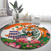 India Proud Free Fearless Round Carpet Bengal Tiger Military Soldier Jets Art