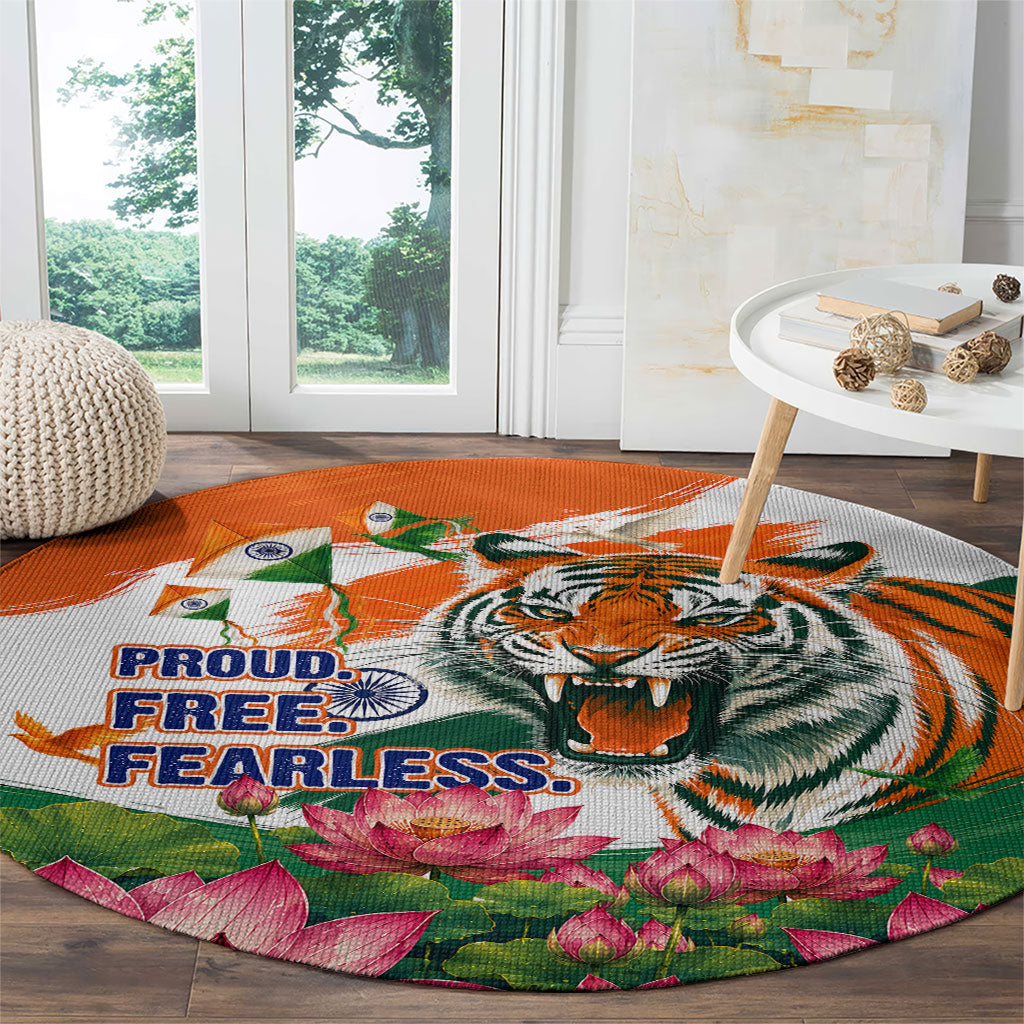 India Proud Free Fearless Round Carpet Bengal Tiger Military Soldier Jets Art