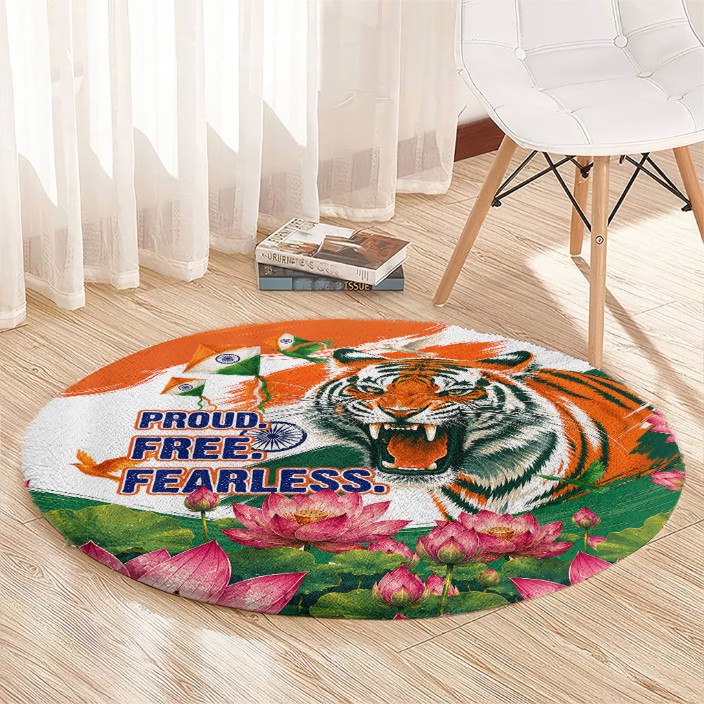 India Proud Free Fearless Round Carpet Bengal Tiger Military Soldier Jets Art
