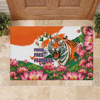 India Proud Free Fearless Rubber Doormat Bengal Tiger Military Soldier Jets Art
