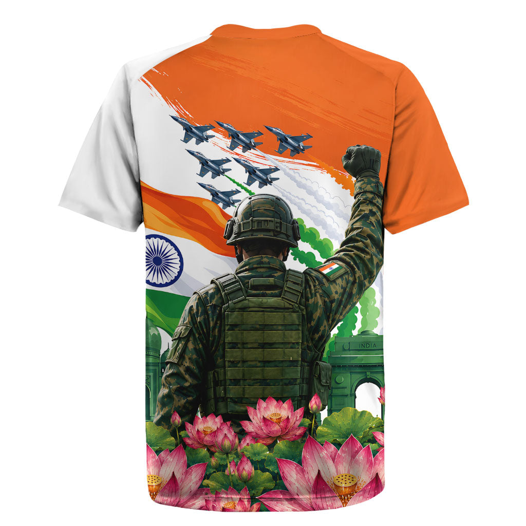 India Proud Free Fearless Rugby Jersey Bengal Tiger Military Soldier Jets Art