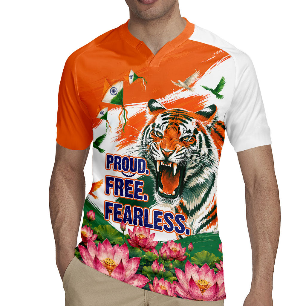 India Proud Free Fearless Rugby Jersey Bengal Tiger Military Soldier Jets Art