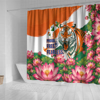 India Proud Free Fearless Shower Curtain Bengal Tiger Military Soldier Jets Art