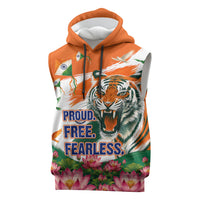 India Proud Free Fearless Sleeveless Hoodie Bengal Tiger Military Soldier Jets Art