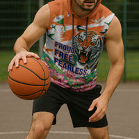 India Proud Free Fearless Sleeveless Hoodie Bengal Tiger Military Soldier Jets Art