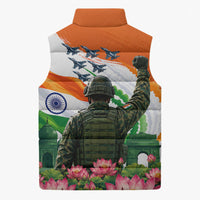 India Proud Free Fearless Sleeveless Puffer Jacket Bengal Tiger Military Soldier Jets Art