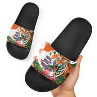 India Proud Free Fearless Slide Sandals Bengal Tiger Military Soldier Jets Art
