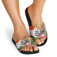India Proud Free Fearless Slide Sandals Bengal Tiger Military Soldier Jets Art