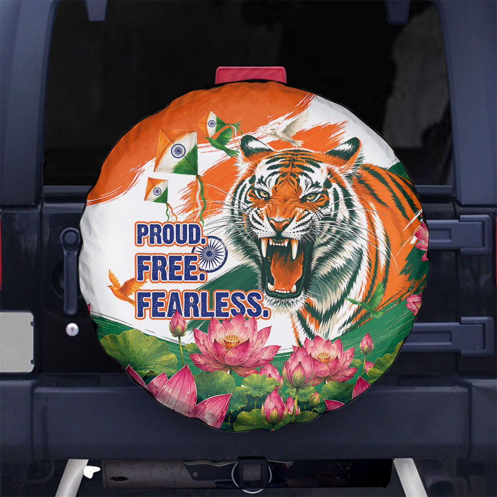 India Proud Free Fearless Spare Tire Cover Bengal Tiger Military Soldier Jets Art