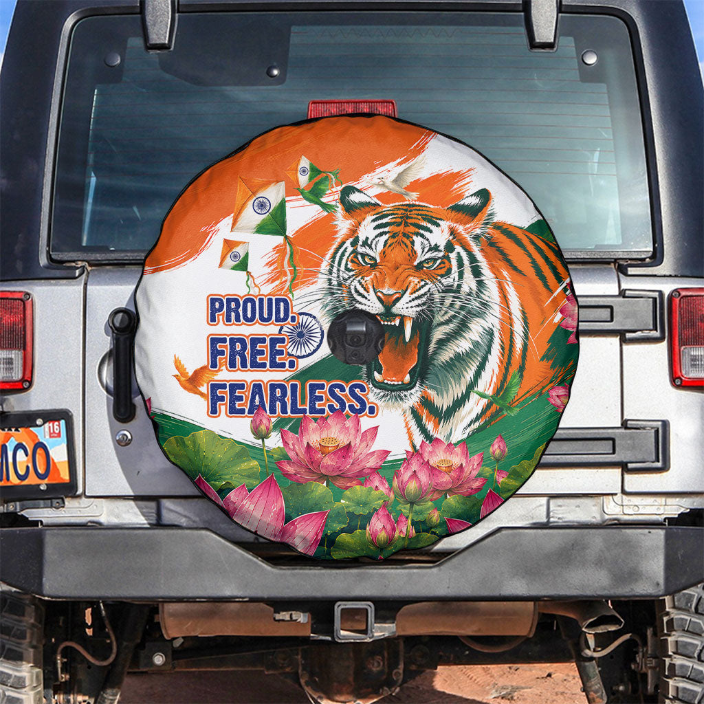 India Proud Free Fearless Spare Tire Cover Bengal Tiger Military Soldier Jets Art