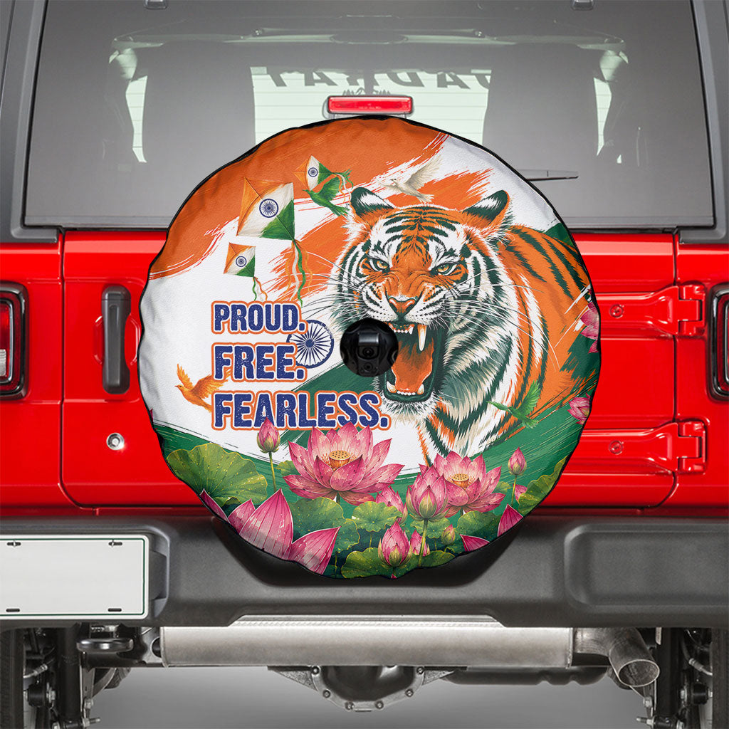 India Proud Free Fearless Spare Tire Cover Bengal Tiger Military Soldier Jets Art