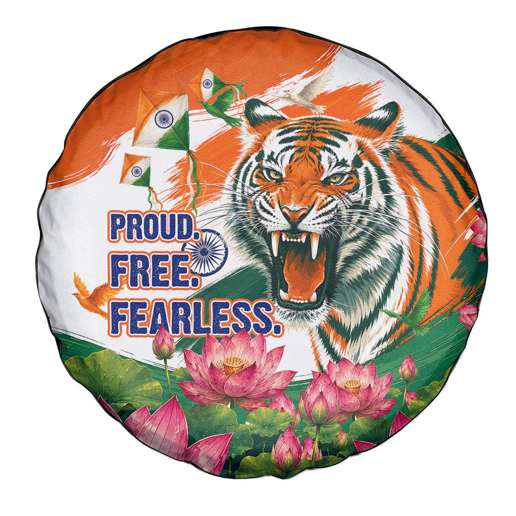 India Proud Free Fearless Spare Tire Cover Bengal Tiger Military Soldier Jets Art