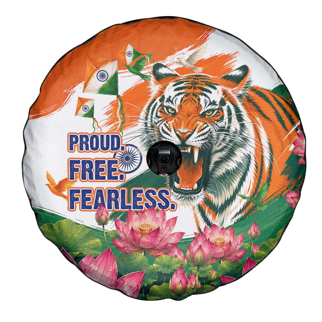 India Proud Free Fearless Spare Tire Cover Bengal Tiger Military Soldier Jets Art