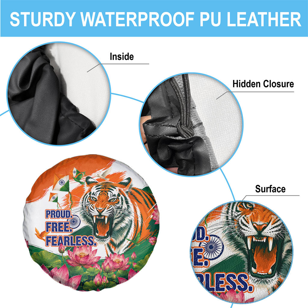 India Proud Free Fearless Spare Tire Cover Bengal Tiger Military Soldier Jets Art