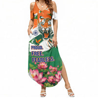 India Proud Free Fearless Summer Maxi Dress Bengal Tiger Military Soldier Jets Art