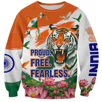 India Proud Free Fearless Sweatshirt Bengal Tiger Military Soldier Jets Art