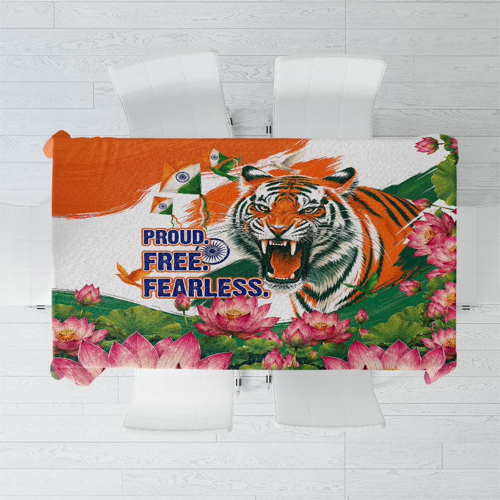 India Proud Free Fearless Tablecloth Bengal Tiger Military Soldier Jets Art