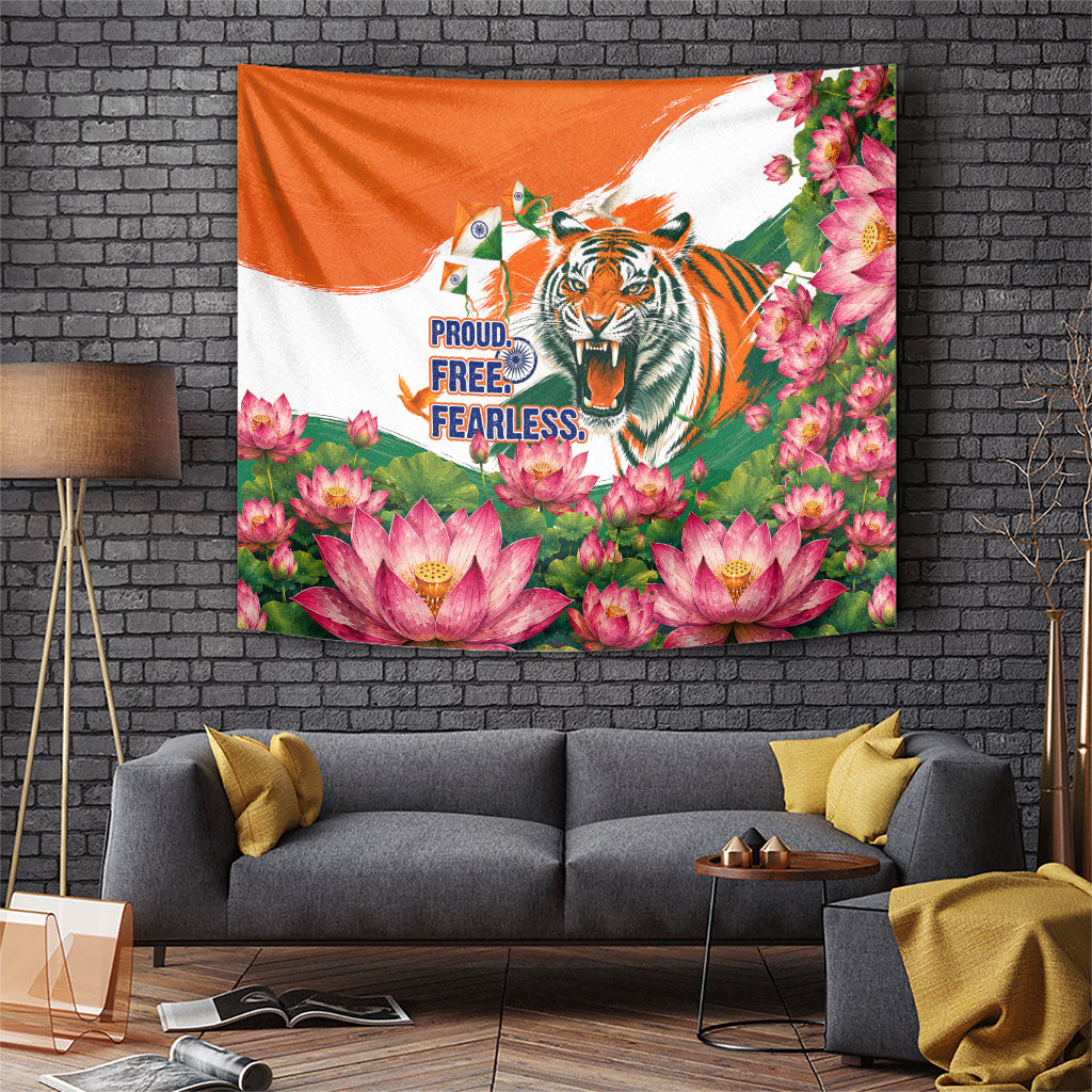India Proud Free Fearless Tapestry Bengal Tiger Military Soldier Jets Art