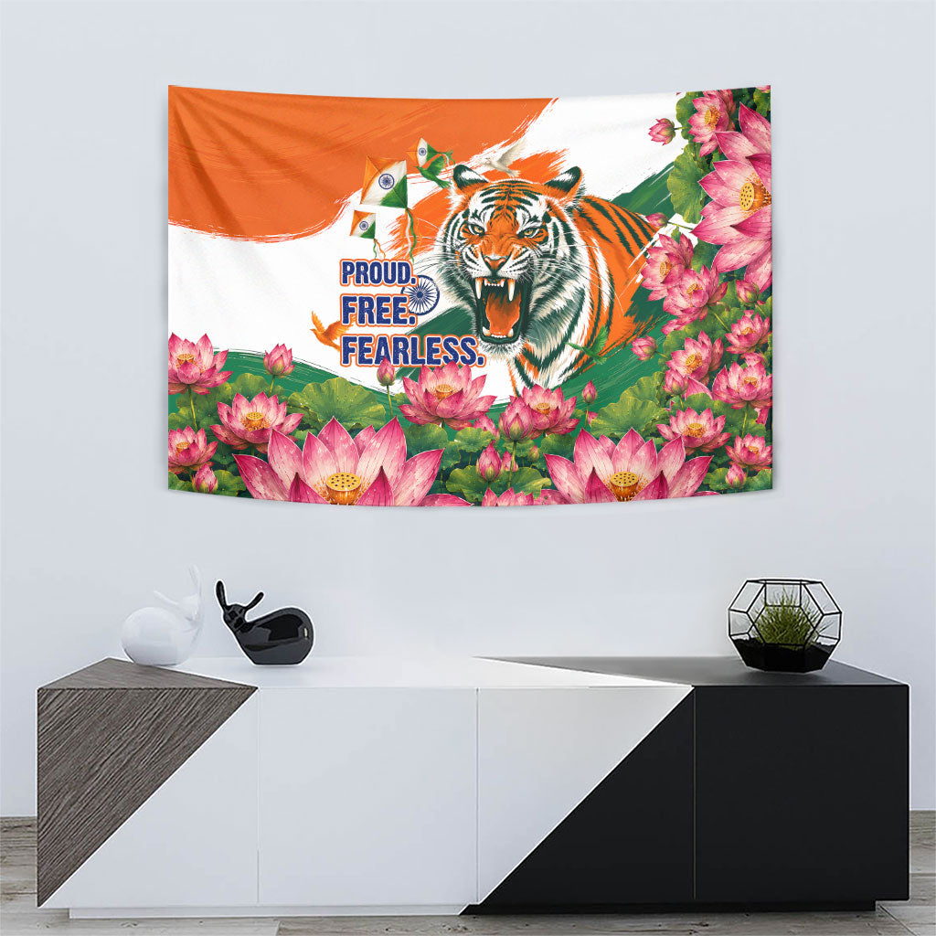 India Proud Free Fearless Tapestry Bengal Tiger Military Soldier Jets Art