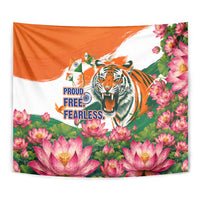 India Proud Free Fearless Tapestry Bengal Tiger Military Soldier Jets Art