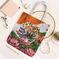 India Proud Free Fearless Tote Bag Bengal Tiger Military Soldier Jets Art