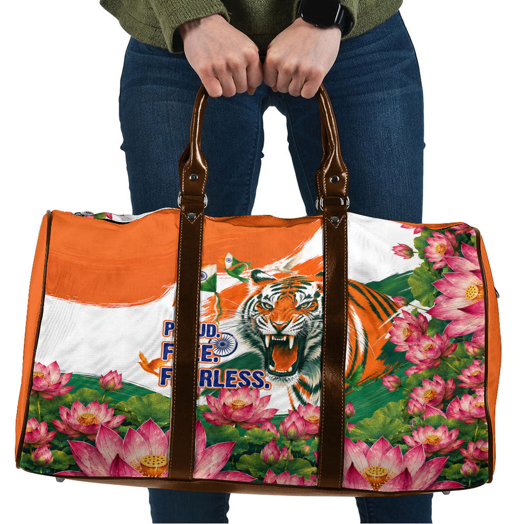 India Proud Free Fearless Travel Bag Bengal Tiger Military Soldier Jets Art