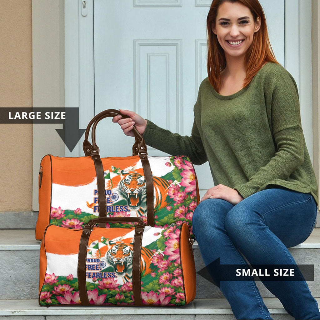 India Proud Free Fearless Travel Bag Bengal Tiger Military Soldier Jets Art