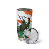 India Proud Free Fearless Tumbler Cup Bengal Tiger Military Soldier Jets Art
