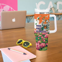 India Proud Free Fearless Tumbler With Handle Bengal Tiger Military Soldier Jets Art